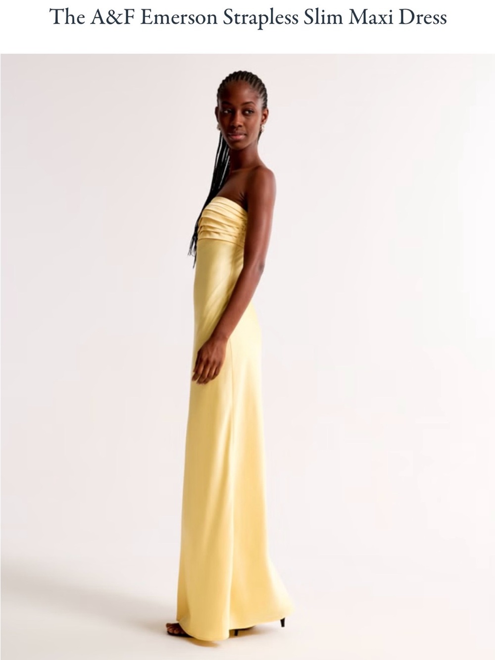 Abercrombie & Fitch Emerson Strapless Slim Maxi Dress Sunny Yellow XL - Picture 2 of 6